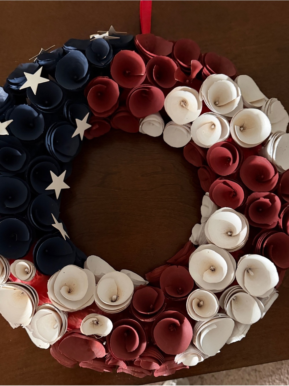 Handcrafted Patriotic Red, White & Blue Holiday Wreath - Brand: